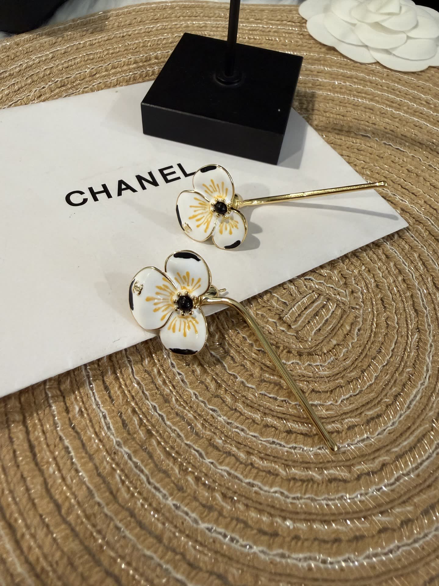 Chanel Enamel Flower Hair Pins
